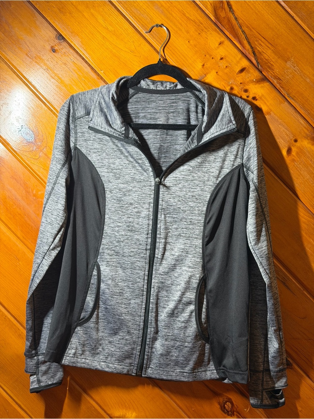 Source Unknown Grey & Black Full-Zip Active Hoodie